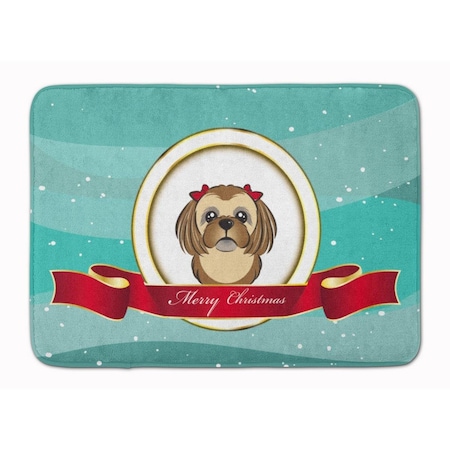 Carolines Treasures Chocolate and Brown Shih Tzu Christmas Machine Washable Memory Foam Mat BB1559RUG